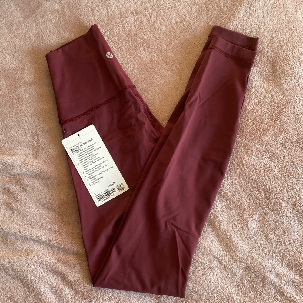 Size 2 Red Merlot Lululemon Wunder Under Super High Rise Tight 28”